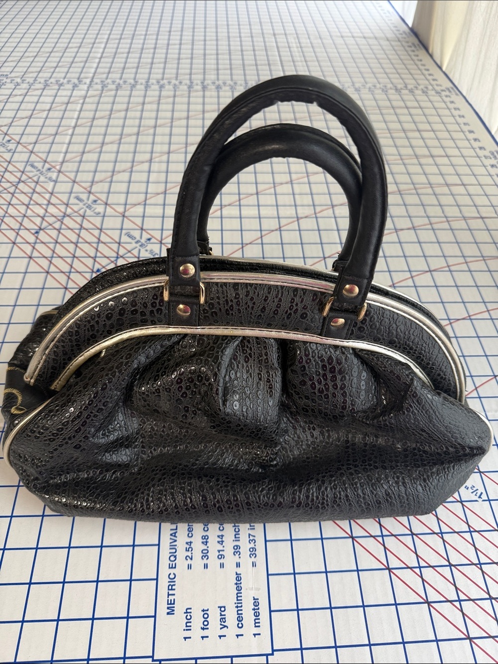 Vintage 90s NAS Bags Patchwork Maximalist Embossed Satchel Purse - Picture 2 of 16